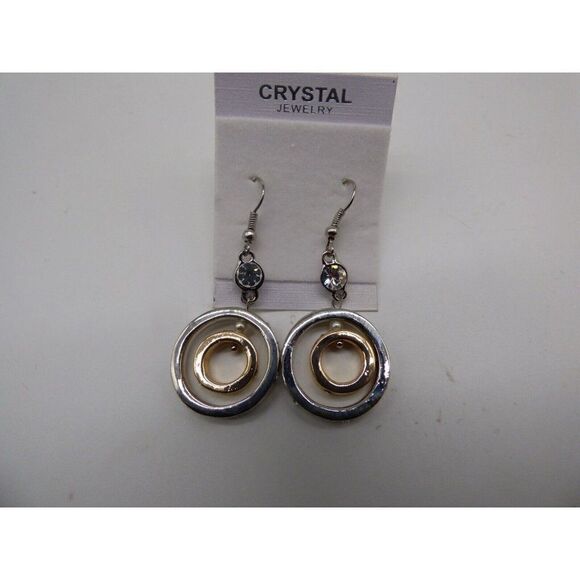 Crystal Jewelry 2 tone fish hoop earrings, Gold/Silver toned metal - Picture 3 of 6